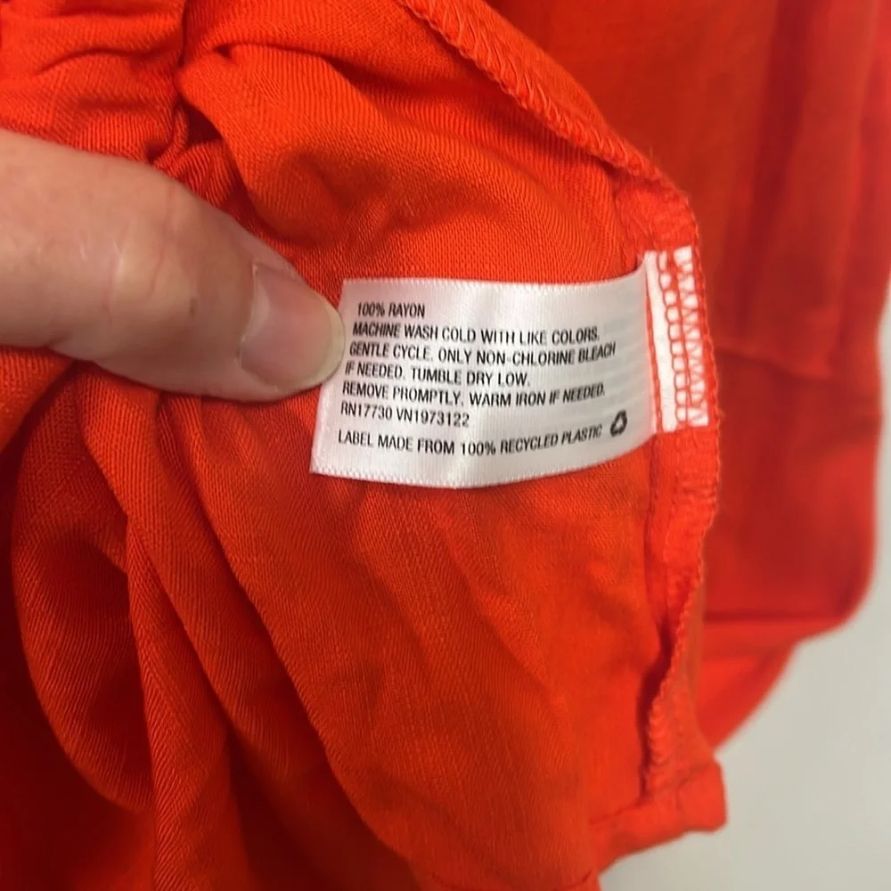 Ava Viv Red/Orange Maxi Dress spaghetti strap Tassle bowtie ruffle plus size 1X - Picture 7 of 9